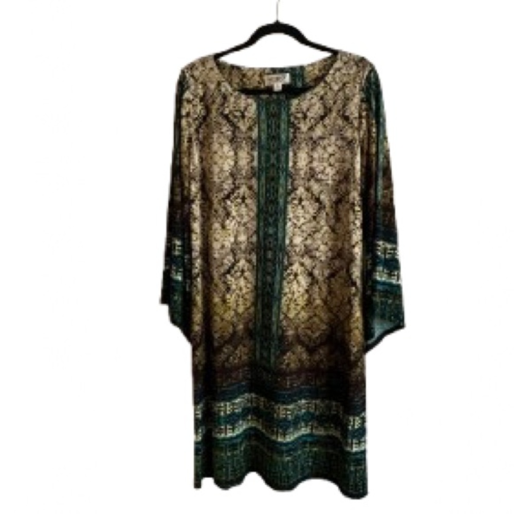 Soho Apparel Green and Black Long Sleeve  Midi Dress - Size XL